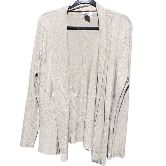 Isela Women’s Cardigan Sweater Open Front Slit Sides Shawl Collar‎ Cream Size XL - Picture 1 of 4